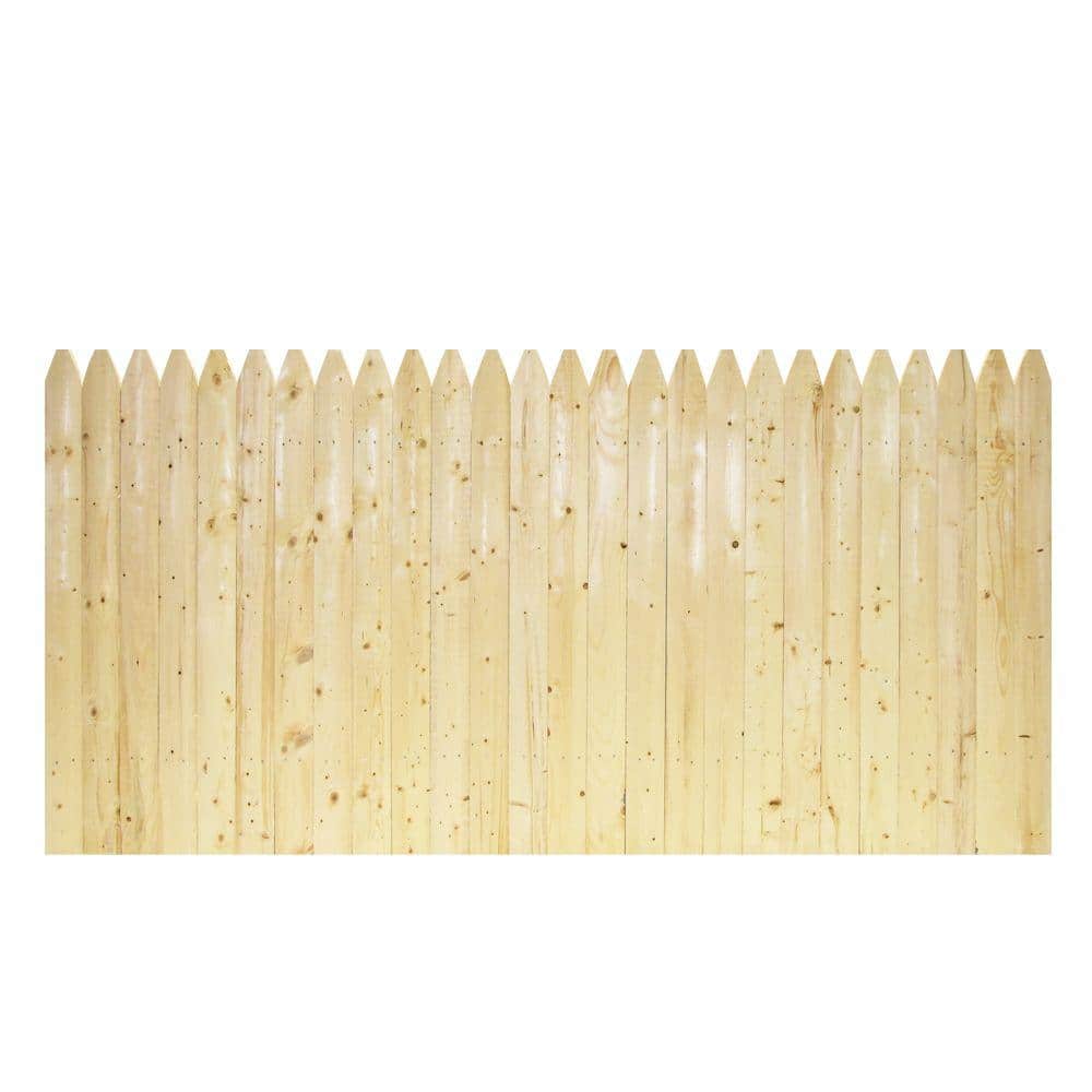 35 Ft X 8 Ft Natural Spruce Pine Fir 4 In Privacy Gothic Flat Top Stockade Fence Panel 7003