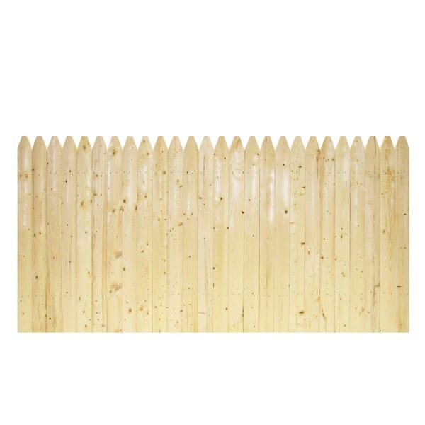 Unbranded 3.5 ft. x 8 ft. Natural Spruce Pine Fir 4 in. Privacy Gothic Flat Top Stockade Fence Panel