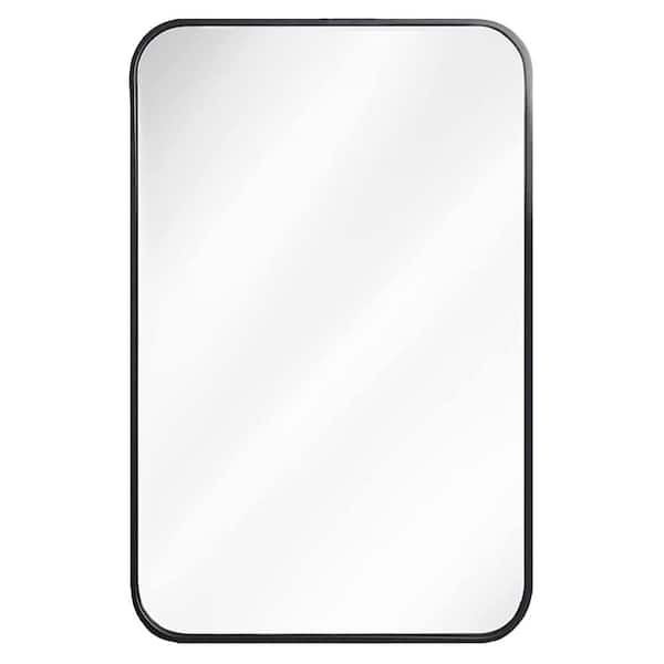 Unbranded 24 in. W x 32 in. H Matte Black Metal Framed Rounded Corner Rectangular Wall Mirror