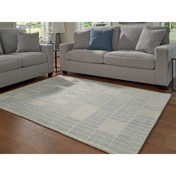 Dylanton 5 ft. x 7 ft. Light Blue/Beige Geometric Area Rug
