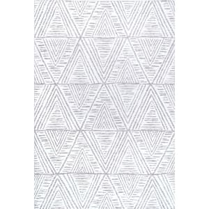 Nelle Machine Washable Gray 8 ft. Tribal Indoor/Outdoor Square Rug