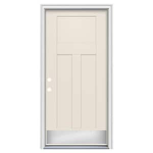 36 in. x 80 in. 3 Panel Flat Craftsman Right-Hand/Inswing Primed Steel Prehung Front Door w/Brickmould, ADA Accessible