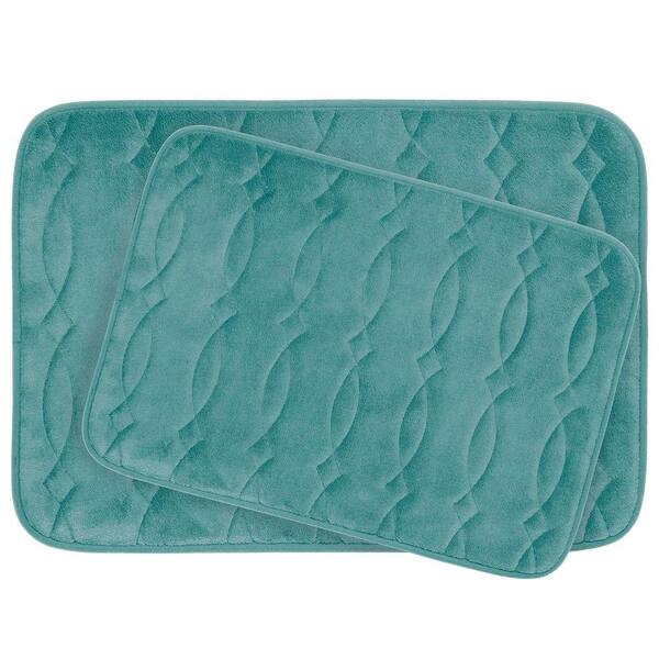 BounceComfort Grecian 17 in. x 24 in./ 20 in. x 34 in. 2-Piece Memory Foam Bath Mat Set in Marine Blue