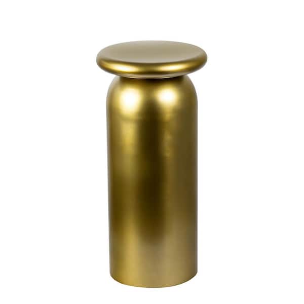 JONATHAN Y Miles 22.75 in. Mid-Century Modern Metal Sleek Cylinder Drink Table, Gold