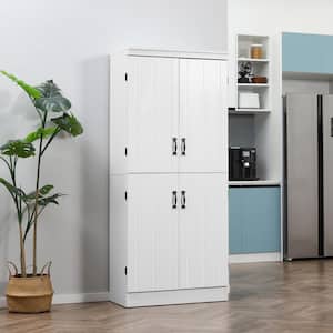 HOMCOM 3-Shelf White 72.5 Pinewood Large Kitchen Pantry Storage Cabinet,  Freestanding Cabinets with Doors 835-704V00WT - The Home Depot