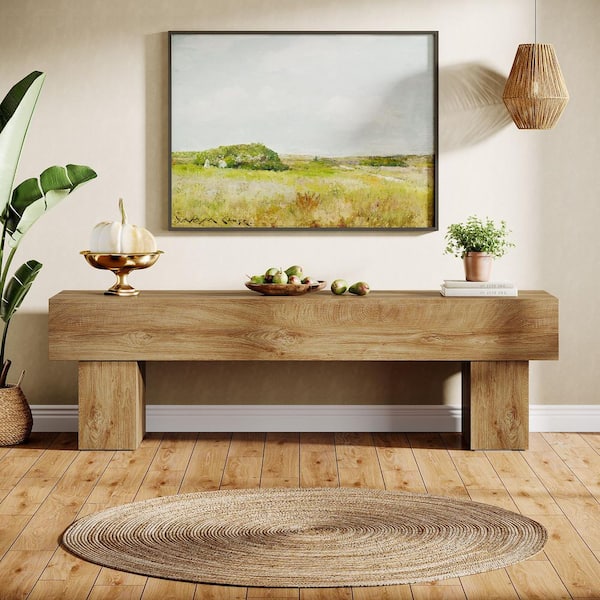 Brown TV Stand Fits TVs up to 55 to 65 in. Low TV Console Table for Living Room