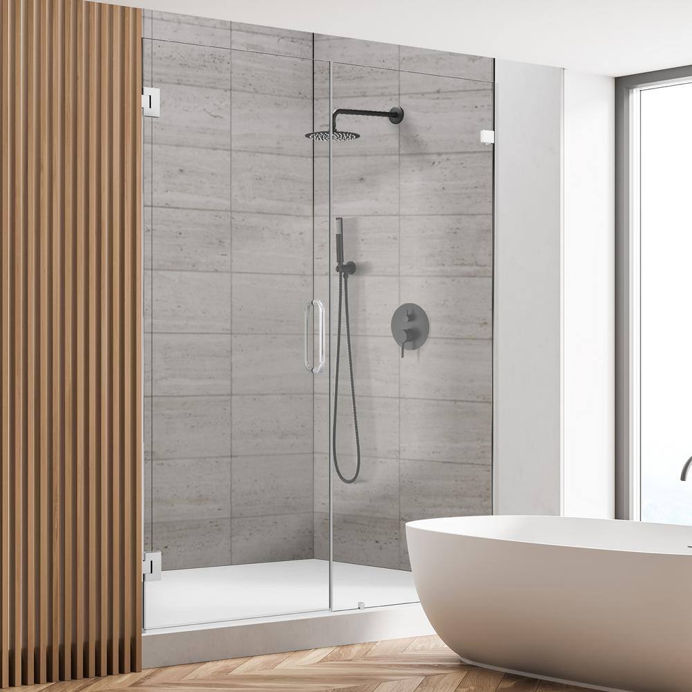52" W x 74" H Frameless Chrome Glass Shower Door