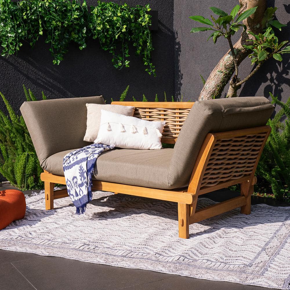 Luton Teak Wicker Outdoor Convertible Sofa Day Bed with Sunbrella Cast Shale Cushion price history on PriceWatchPro