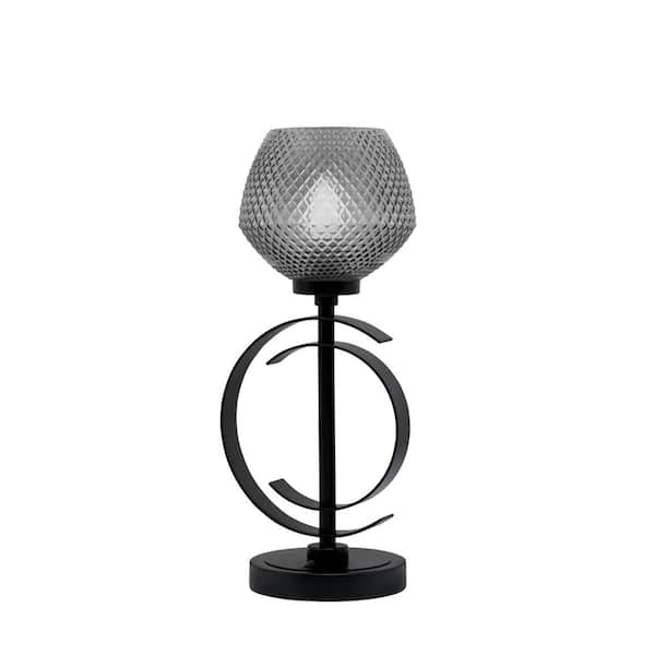 Unbranded Delgado 16.5 in. Matte Black Piano Desk Lamp with Smoke Textured Glass Shade