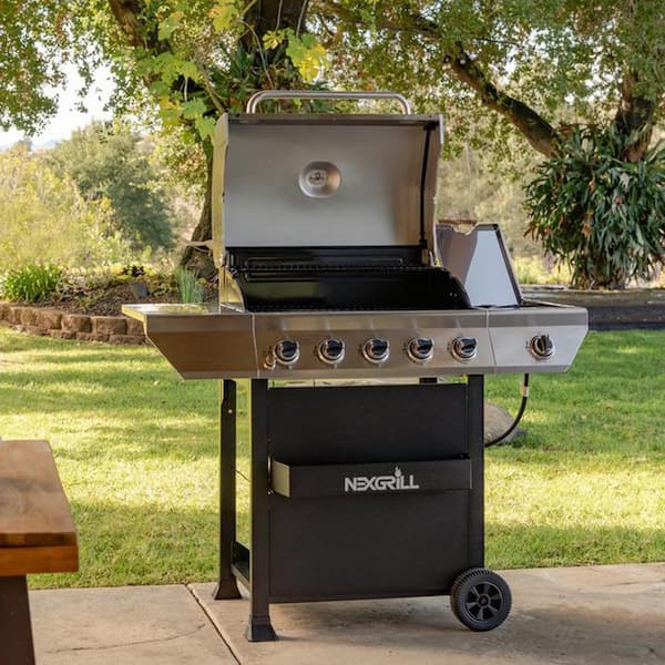 Nexgrill 5-Burner Propane Gas Grill in Stainless Steel with Side Burner and  Foldable Side Shelf 720-1046 - The Home Depot