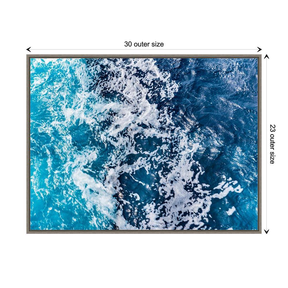 Turbulent Tasman Sea V Abstract Canvas Print with Greywash Frame