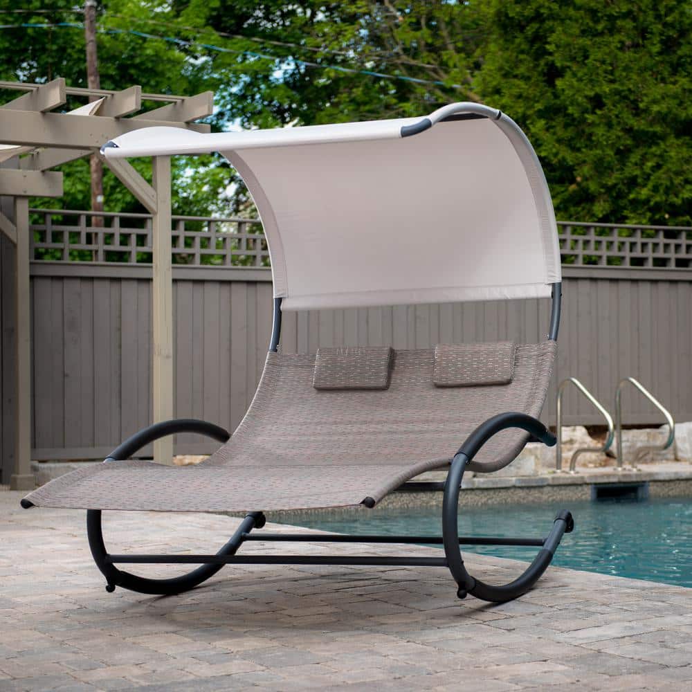 Sienna Steel Dual Seated Outdoor Chaise Rocker