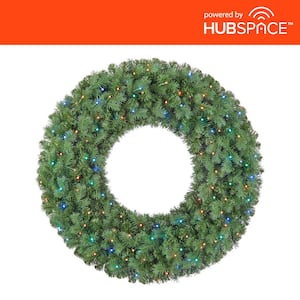 36 in. Waldorf Fir Pre-Lit LED Wreath Powered by Hubspace