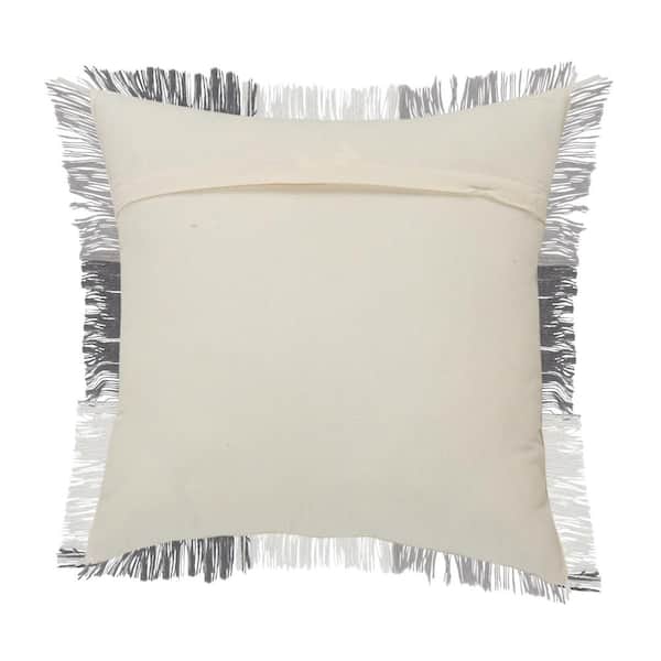 LR Home Charcoal Gray Solid Fringed Throw Pillow, 20 x 20