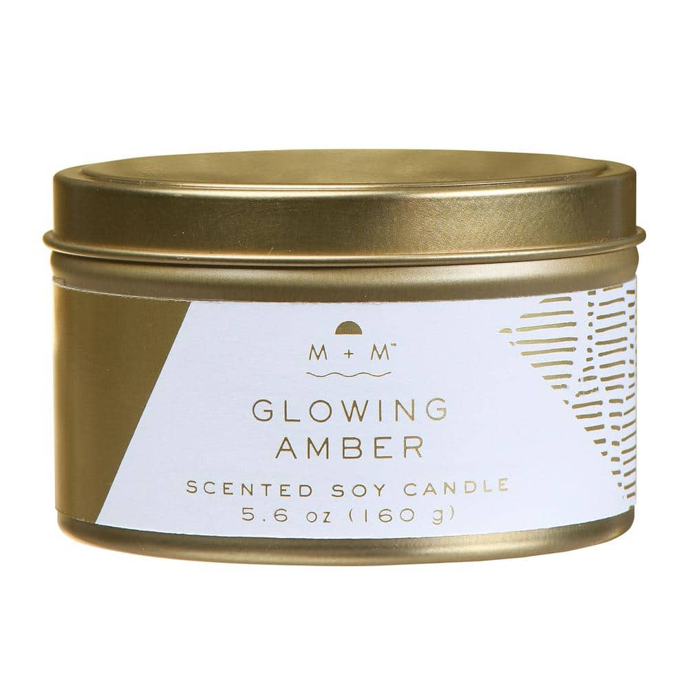 5.6 fl. oz. Glowing Amber Tin Scented Candle (1-Pack)