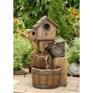 Bird House Outdoor Water Fountain without Light