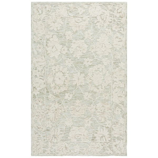 Marquee 8 ft. x 10 ft. Gray/Light Brown Border Floral Area Rug