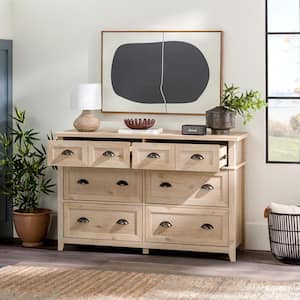 Farmhouse White Oak 6-Drawer 52 in. W Dresser with Faux Double Drawers