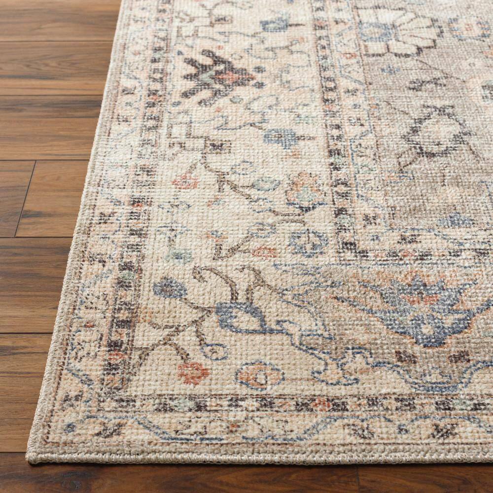Davina Vintage-Inspired Gray Synthetic Area Rug 3'11" x 5'7"