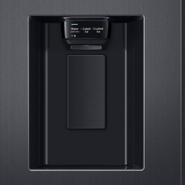 Samsung 26 7 Cu Ft Family Hub Side By Side Smart Refrigerator In Fingerprint Resistant Black Stainless Steel Rs27t5561sg The Home Depot