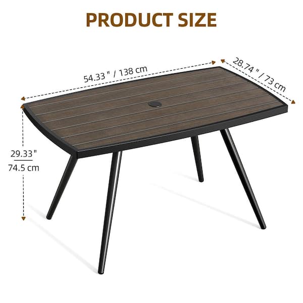 DEXTRUS 54 in. Rectangular Metal Frame Outdoor Dining Table