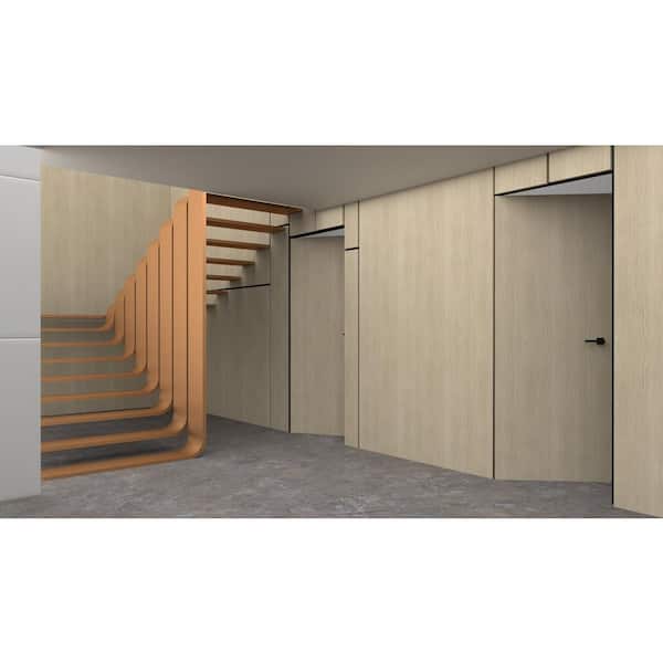 Sartodoors 32 in. x 80 in. Unassembled Left-Hand/Inswing Solid Core Oak Flush Mount Hidden Bookcase Door with Black Hinge Finish