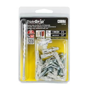 Triple Grip #8 x 1-1/2 in. Plastic Self-Drilling with Screw Philips and Slot Head 46lbs. Anchors (25-Pack)