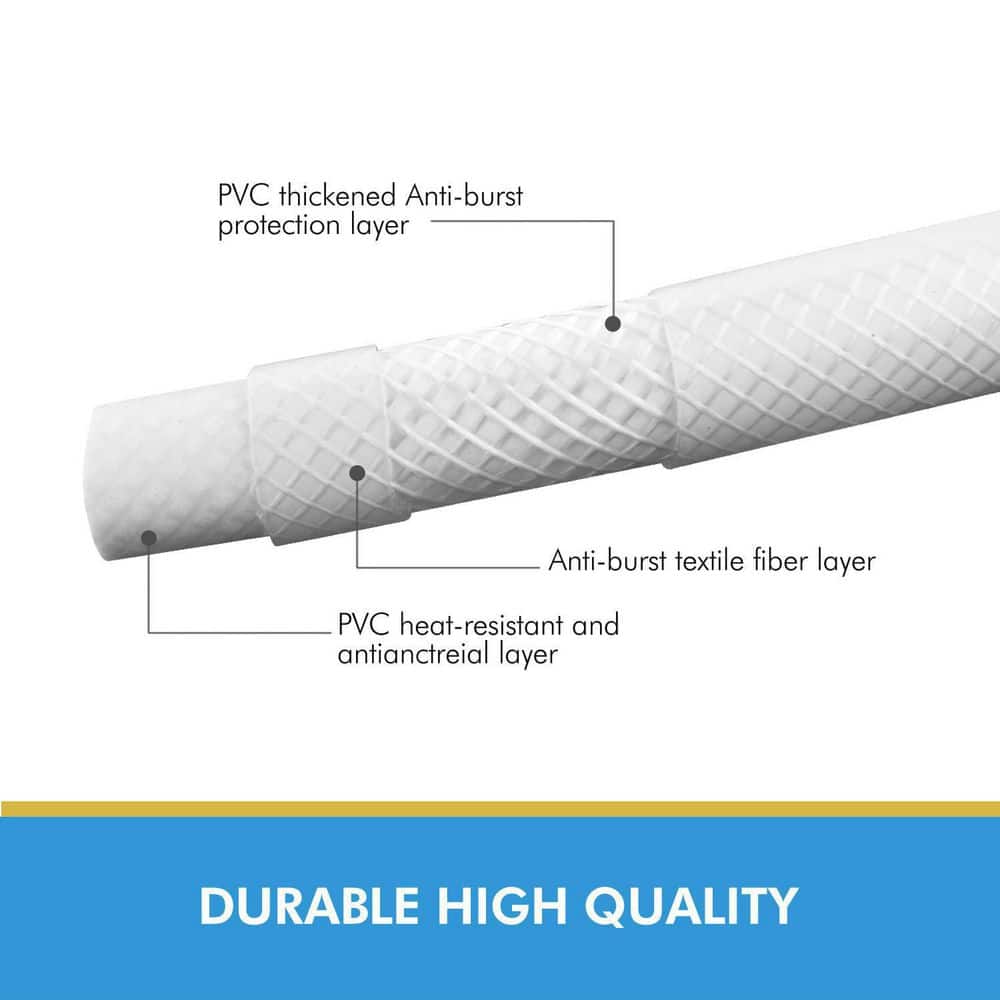 Extra Long White PVC Anti-Kink Shower Hose with Brass Core