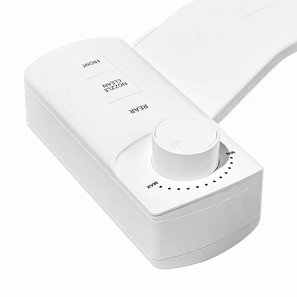Ultra-Slim Bidet Attachment with Dual Self-Cleaning Nozzle, One-Finger Control, Pressure Dial, Tool-Free Install