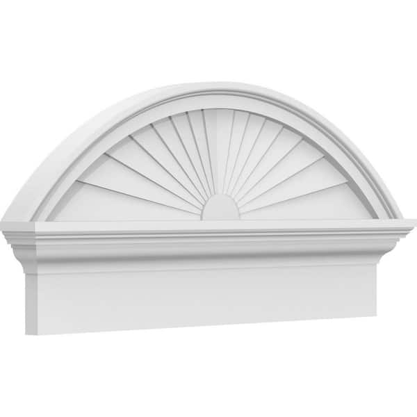 Ekena Millwork 2-3/4 in. x 28 in. x 13-7/8 in. Segment Arch Sunburst Architectural Grade PVC Combination Pediment