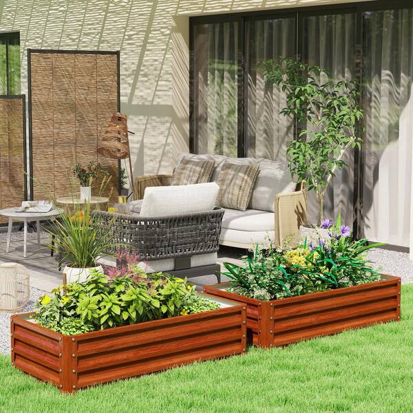 Outsunny 4 ft. x 2 ft. Raised Galvanized Steel Garden