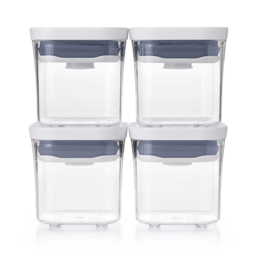 OXO Good Grips 0.4 Qt. Clear Square SAN Plastic Food Storage Container with  Stainless Steel POP Lid