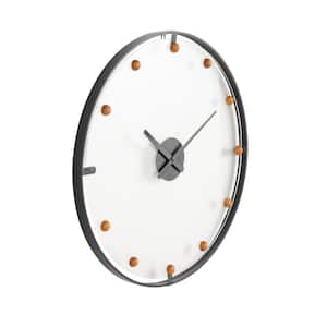 Black Metal Wall Clock with Acrylic Face and Ball Accents