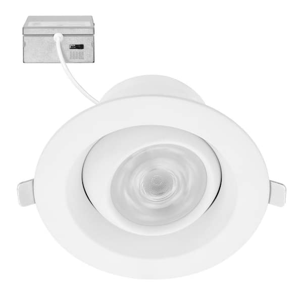Maxxima 4 in. 5 CCT Adjustable LED Slim Eyeball Gimbal Downlight, 950 Lumens, Color Selectable 2700K-5000K, 360° Rotation
