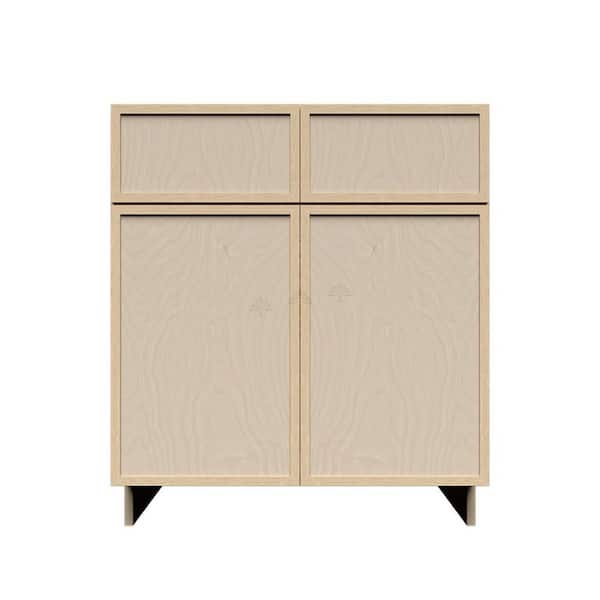 Slim Shaker 33 in. Sink Base Bath Vanity Cabinet without Top in Natural Wood Assembled