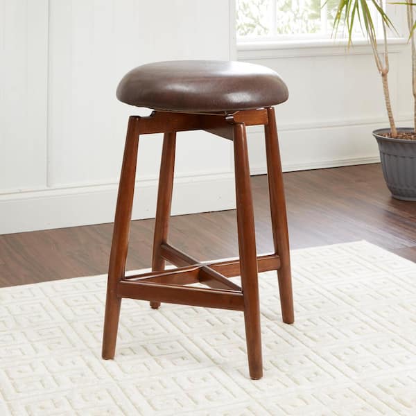 Silverwood Furniture Reimagined Dodie 24 in. Brown Upholstered Swivel Bar Stool