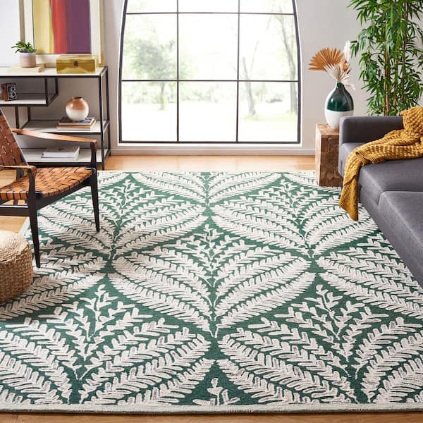 Capri 6 ft. x 9 ft. Dark Green/Ivory Abstract Area Rug