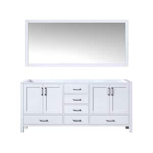 Jacques 72 in. W x 22 in. D White Double Bath Vanity without Top and 70 in. Mirror
