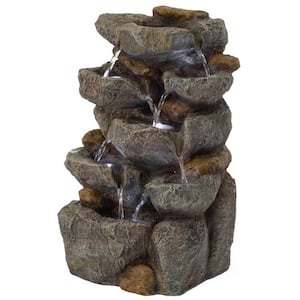Cascading Electric Powered 8-Tier Rock Water Fountain 18.5" for Indoor and Outdoor Use