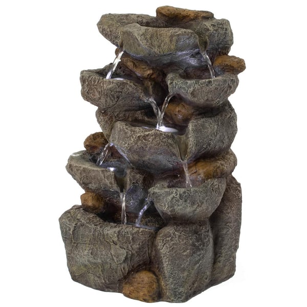 Gardenised Cascading Electric Powered 8-Tier Rock Water Fountain 18.5 ...