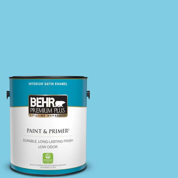 BEHR PREMIUM PLUS 1 gal. #P490-3 Big Chill Satin Enamel Low Odor Interior Paint & Primer