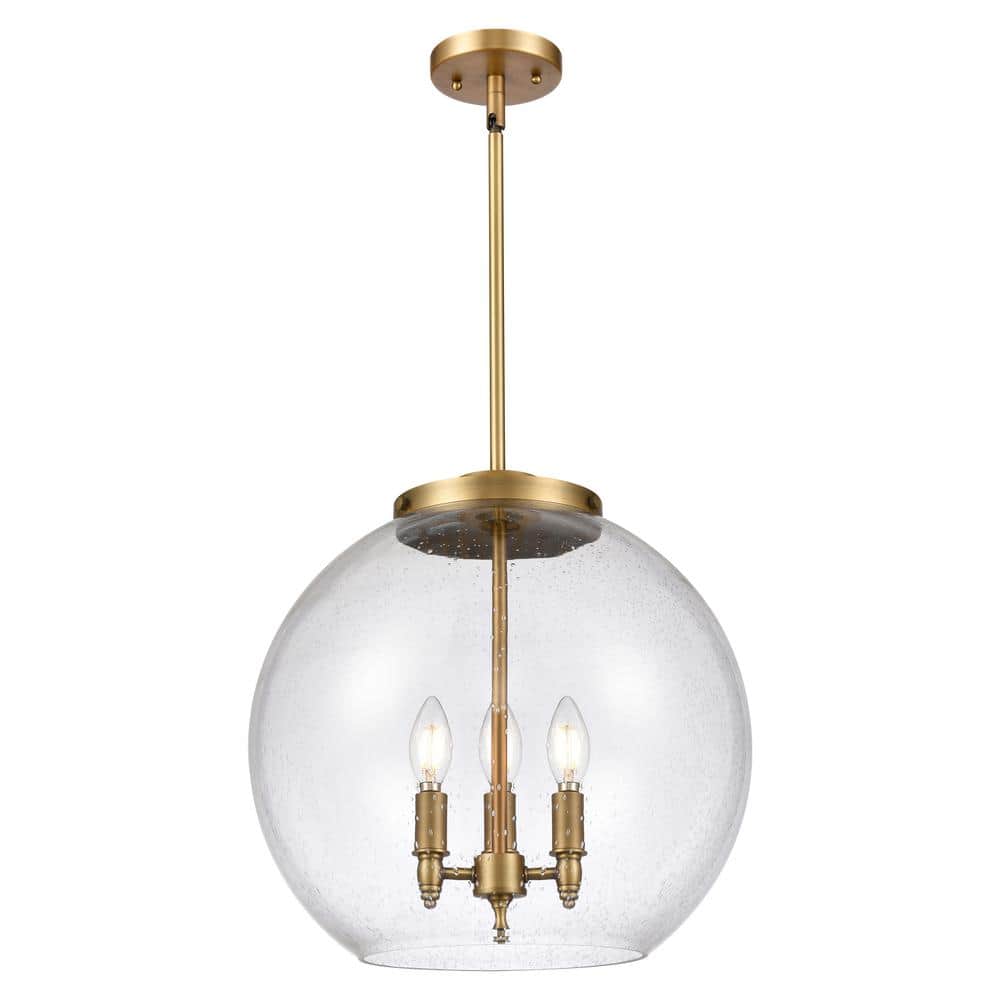 Athens 60-Watt 3-Light Brushed Brass Shaded Mini Pendant Light with Seedy Glass price history on PriceWatchPro