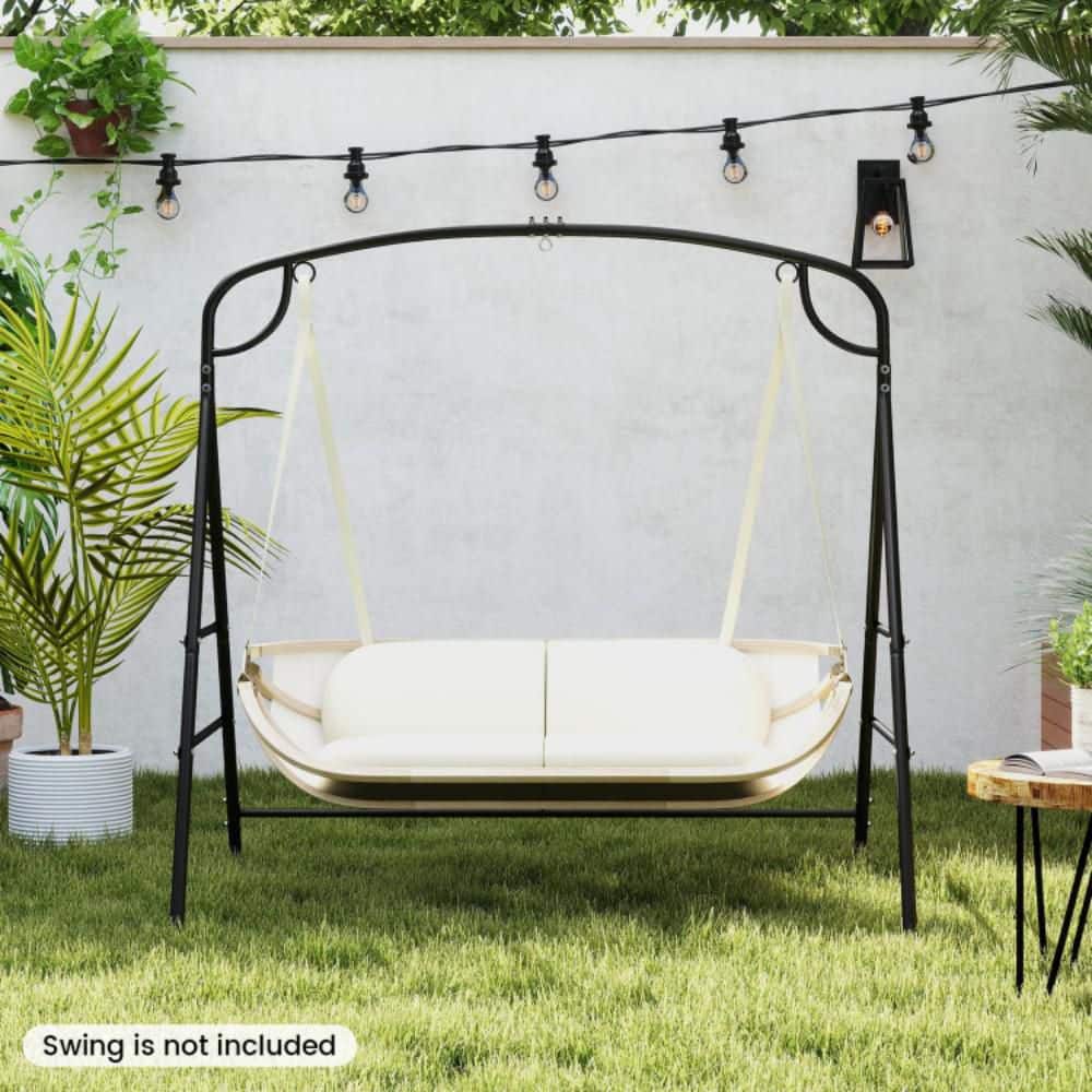 Black Heavy-Duty Metal Swing Stand with Reinforced Crossbars