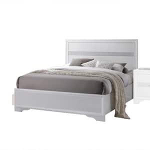 Naima White Wood Frame Twin Panel Bed with Rectangular Headboard/Footboard (Low Profile Footboard)
