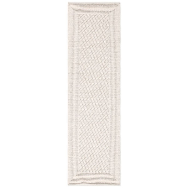 Natura 2 ft. x 18 ft. Ivory Solid Color Runner Rug