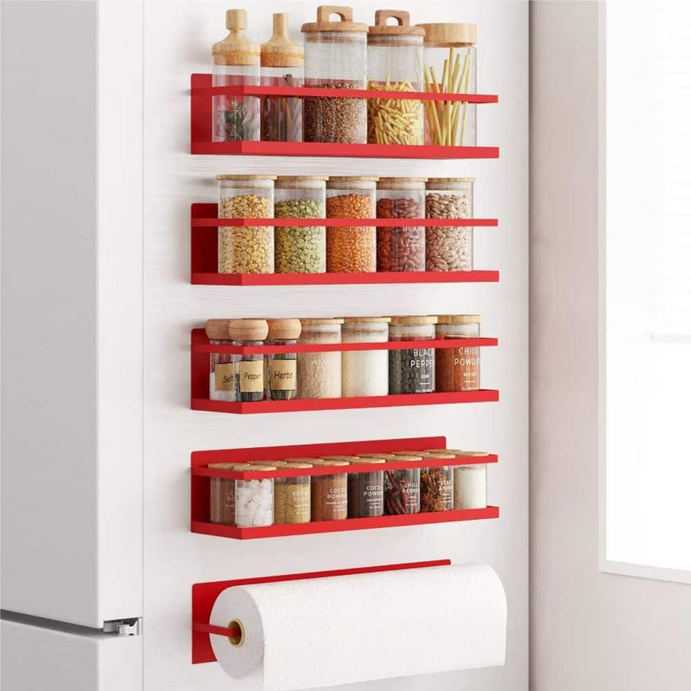 Magnetic Mount Black Finish Spice Rack and Paper Towel Holder for Refrigerator Metal Surfaces 4 Pack price history on PriceWatchPro