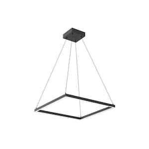 Piazza 24 in. 1 Light 50-Watt Black Integrated LED Pendant Light