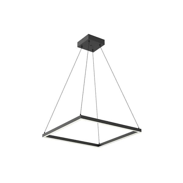 KUZCO Piazza 24 in. 1 Light 50-Watt Black Integrated LED Pendant Light