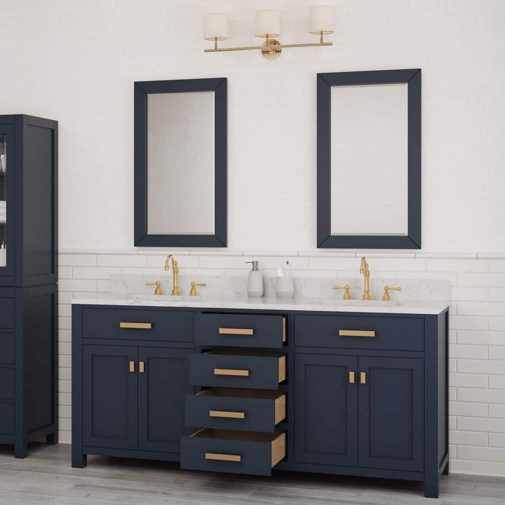 Madison 72" Monarch Blue Double Sink Vanity with Carrara Marble Top