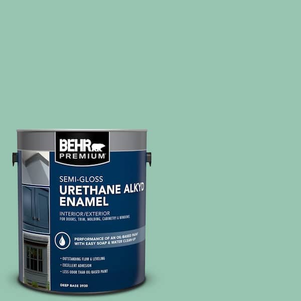 BEHR PREMIUM 1 gal. #M420-4 Jade Mountain Urethane Alkyd Semi-Gloss Enamel Interior/Exterior Paint